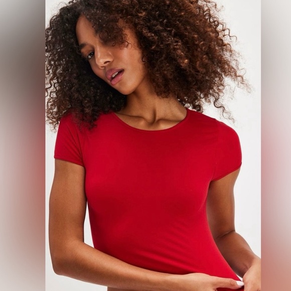 Free People ~ Intimates ~ ' Cap Sleeve Seamless Crop Cami ' ~Salsa~ Sz~M/L *NWT - Picture 7 of 11